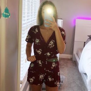 Maroon Floral Romper